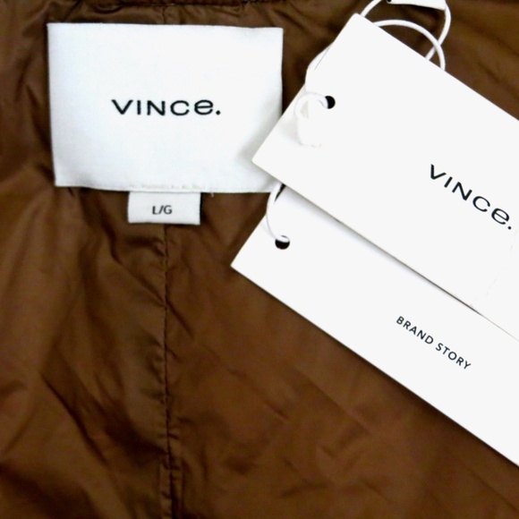 NEW! VINCE Hooded Puffer Jacket Mocha Women SZ Large - Picture 13 of 15
